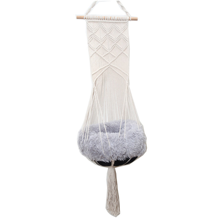 Lit pour animaux de compagnie Bohemian Cat Swing avec design en dentelle faite à la main