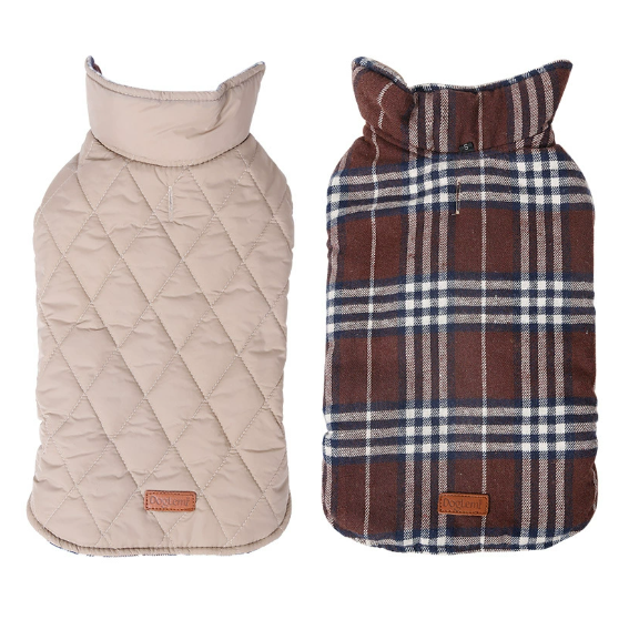 Veste réversible à carreaux imperméable pour chiens