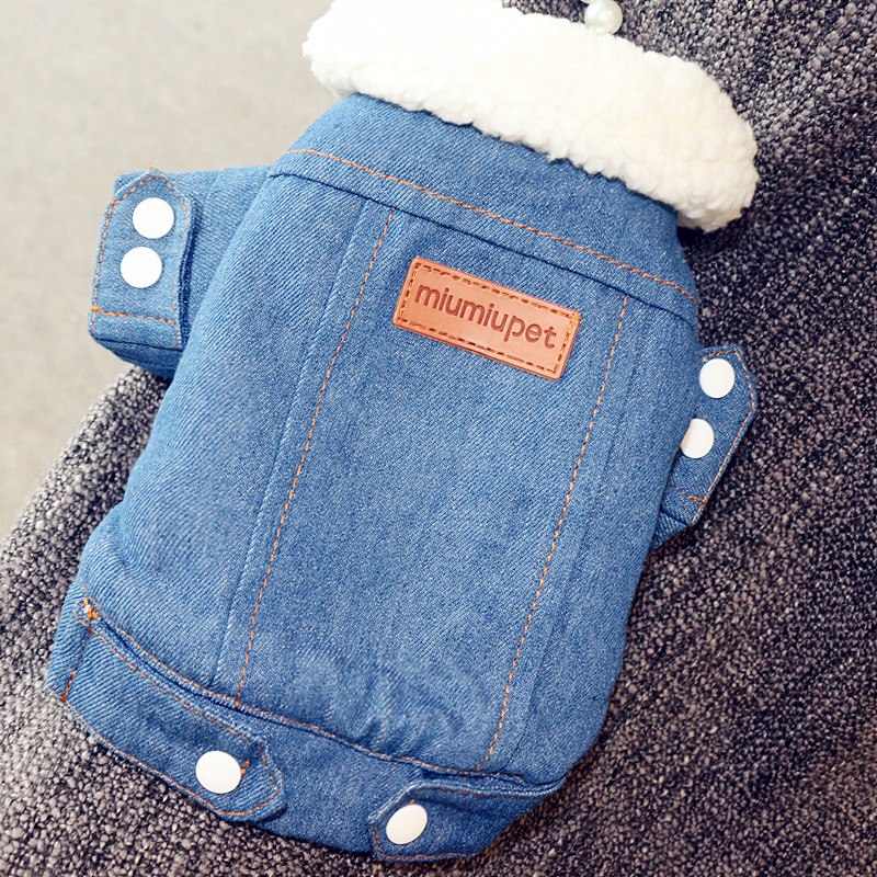 Veste matelassée chaude en denim pour chien