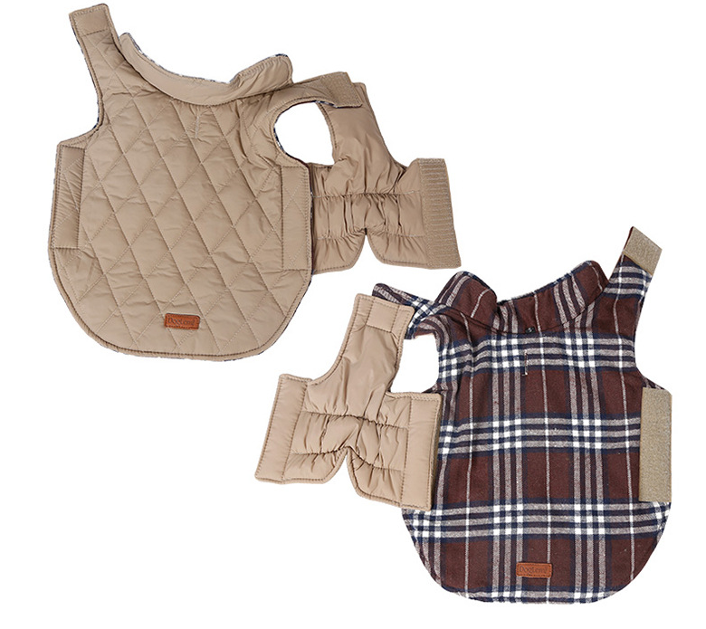 Veste réversible à carreaux imperméable pour chiens