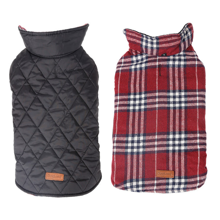 Veste réversible à carreaux imperméable pour chiens