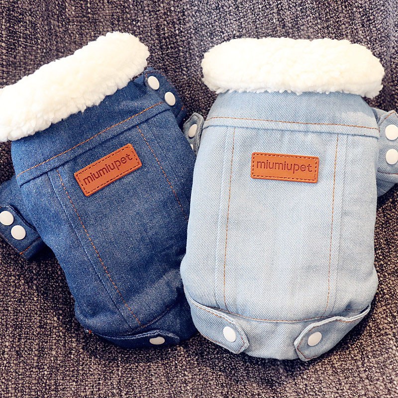 Veste matelassée chaude en denim pour chien