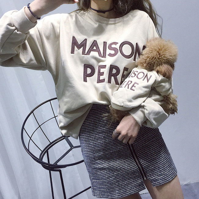 Embroidered Terry Cotton Sweater for Dog Owners