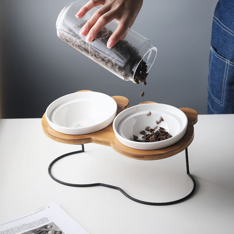 Elevated Ceramic Cat Bowl Stand
