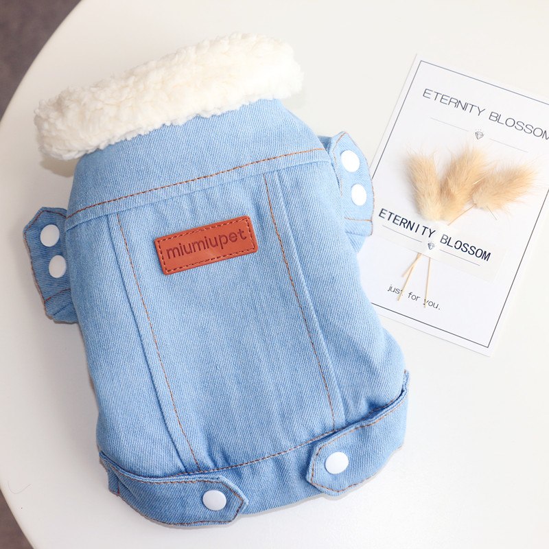 Veste matelassée chaude en denim pour chien