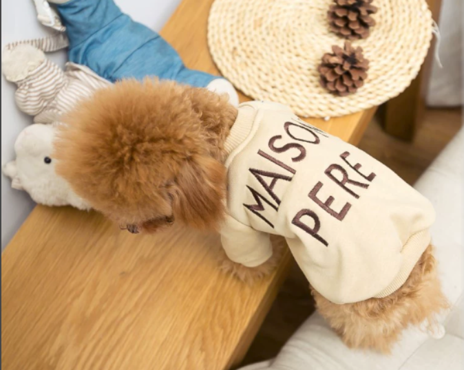 Embroidered Terry Cotton Sweater for Dog Owners