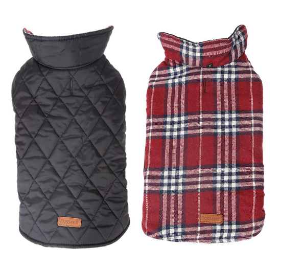 Veste réversible à carreaux imperméable pour chiens