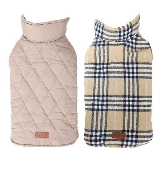 Veste réversible à carreaux imperméable pour chiens