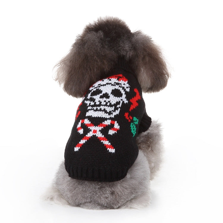 Pull de Noël tête de mort pour chien