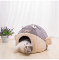 Coussin-nid poisson-globe doublé velours pour chat – toutes saisons