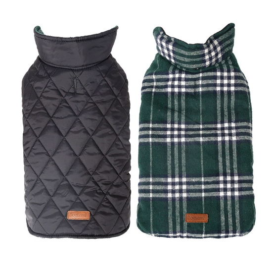 Veste réversible à carreaux imperméable pour chiens